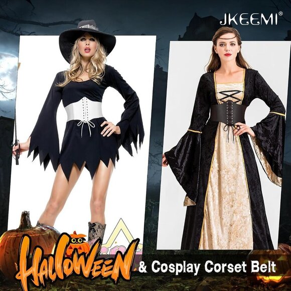 Women Elastic Lace-up Wide Waspie Corset Belt for Halloween & Costume Wear main image 7